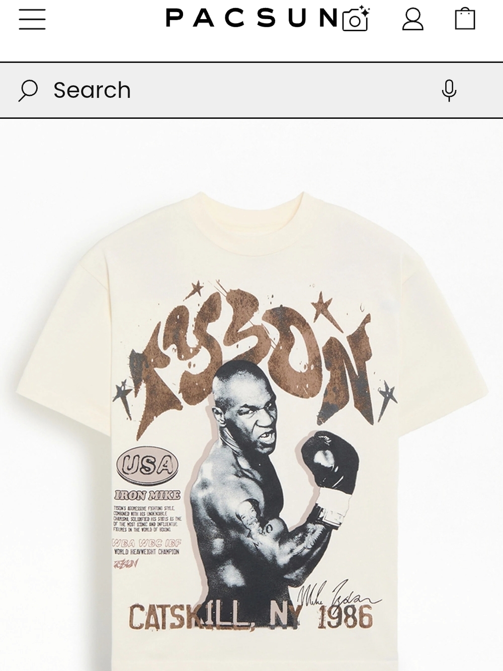 PacSun Cream Graphic Mike Tyson Boxing Tee